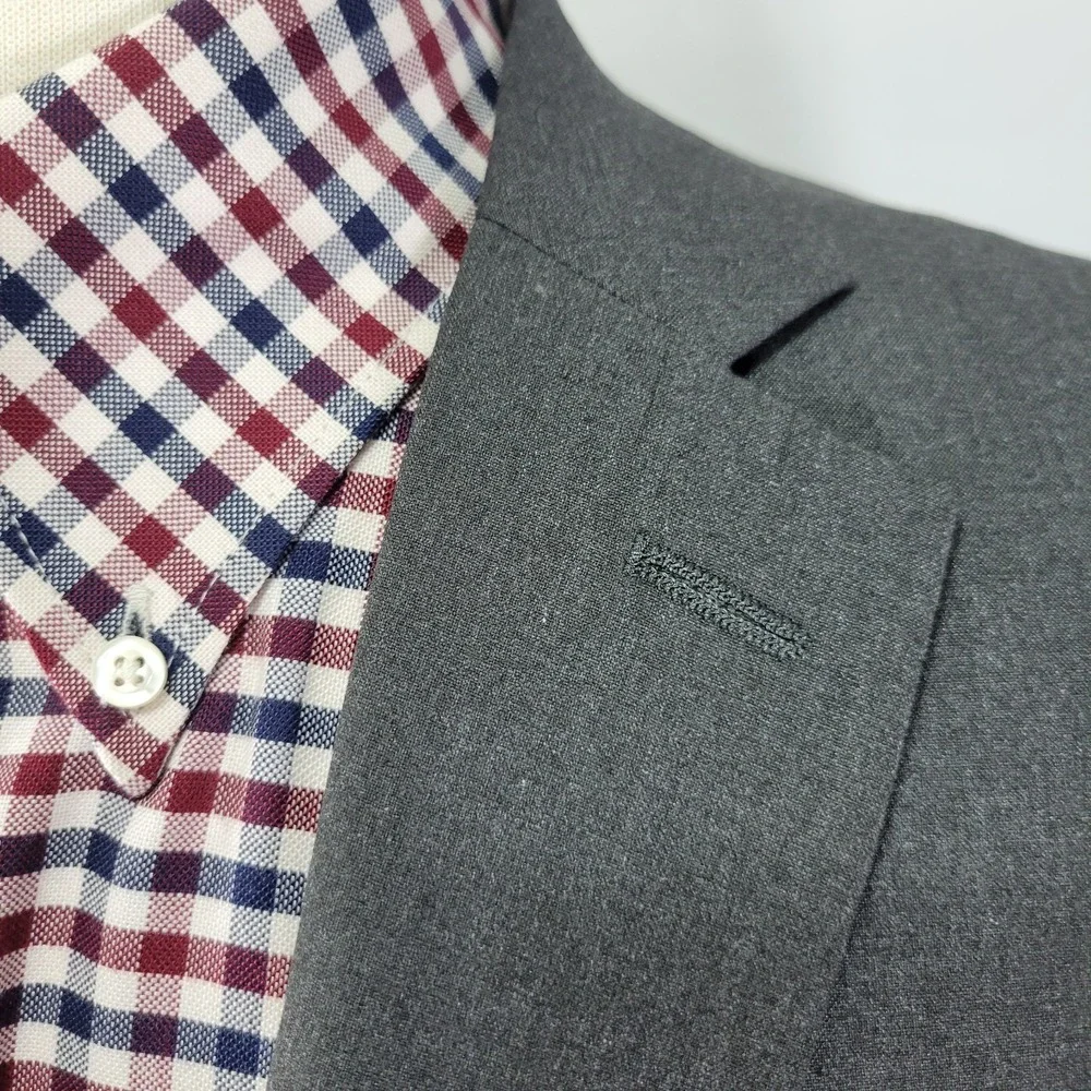 Haggar‎ Men's Sport Coat Blazer Two Button Gray Polyester Blend Size 40L